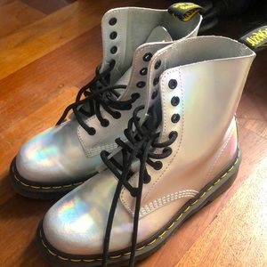 Dr. Martens Holographic Silver Boots Size 7